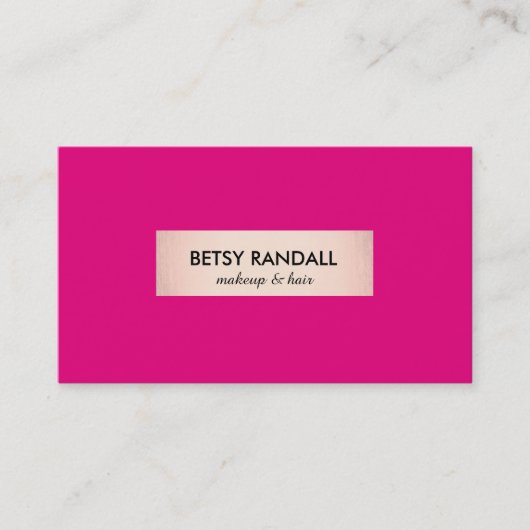Modern Hot Pink Roos Gold Plaque Beauty Salon Visitekaartje (Voorkant)