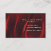 Modern Hot Red Velvet Piano Teacher Visitekaartje (Achterkant)