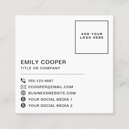 Modern Houndstooth Toevoegen Logo Neon Roze en Roo Vierkante Visitekaartje (Voorkant)