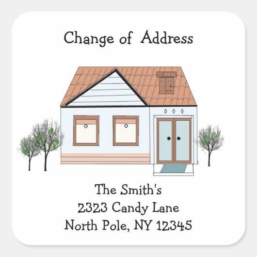 Modern House Change of Address Vierkante Sticker (Voorkant)