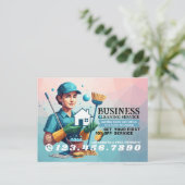 Modern House Cleaning Maid Service Housekeeping Briefkaart (Staand voorkant)