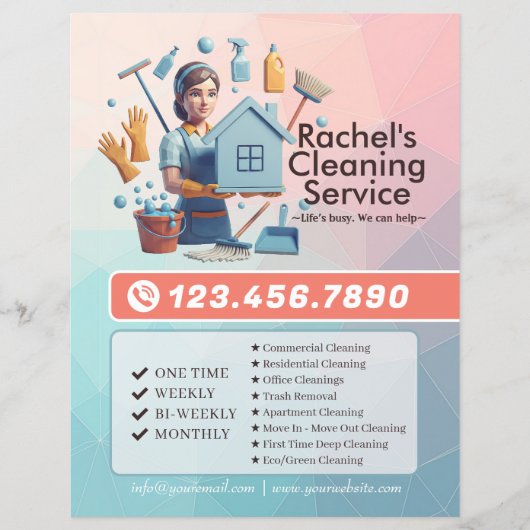 Modern House Cleaning Maid Service Housekeeping Flyer (Voorkant)