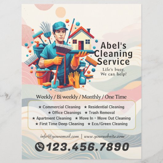 Modern House Cleaning Maid Service Housekeeping Flyer (Voorkant)