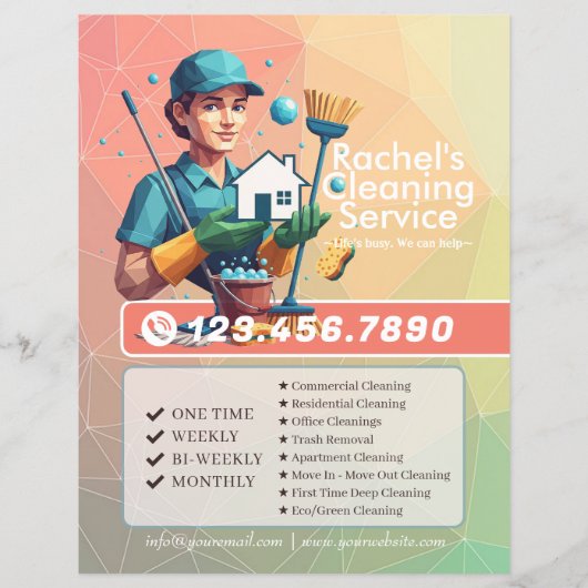 Modern House Cleaning Maid Service Housekeeping Flyer (Voorkant)