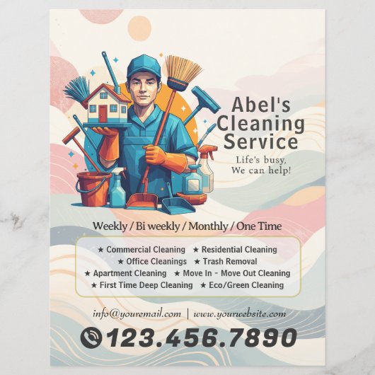 Modern House Cleaning Maid Service Housekeeping Flyer (Voorkant)