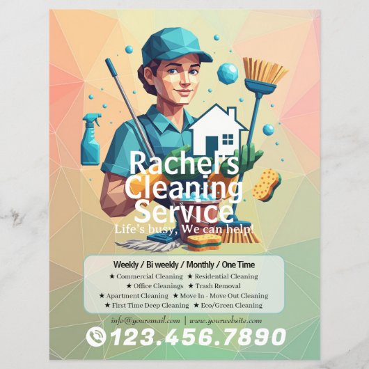 Modern House Cleaning Maid Service Housekeeping Flyer (Voorkant)
