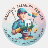 Modern House Cleaning Maid Service Housekeeping Ronde Sticker (Voorkant)