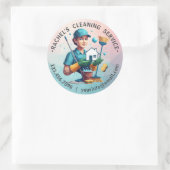 Modern House Cleaning Maid Service Housekeeping Ronde Sticker (Tas)