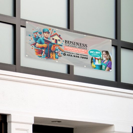 Modern House Cleaning Maid Service Housekeeping Spandoek (Buitenkant Gebouw)