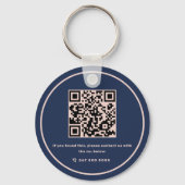 Modern House Logo Navy Blue Roos Gold Qr-code Sleutelhanger (Achterkant)