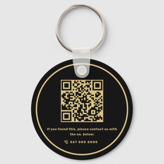 Modern House Logo Zwart en Goud Qr-code Sleutelhanger (Achterkant)