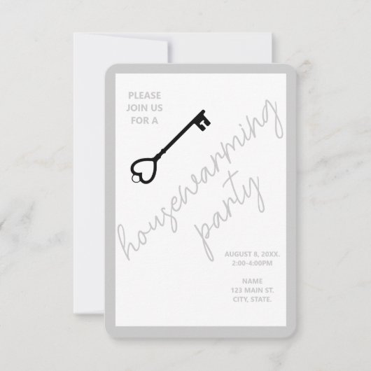 Modern Housewarming Party Uitnodiging | Cool Grey (Voorkant)