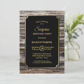 Modern hout verrassing verjaardagsfeestje kaart (Staand voorkant)