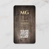 Modern houtbewerking Monogram Rustiek Teak Hout Visitekaartje (Achterkant)