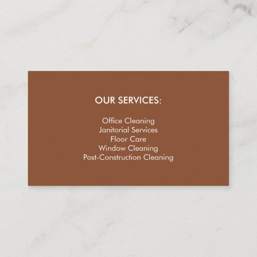 Modern houten water laat commerciële reiniging val visitekaartje (Achterkant)