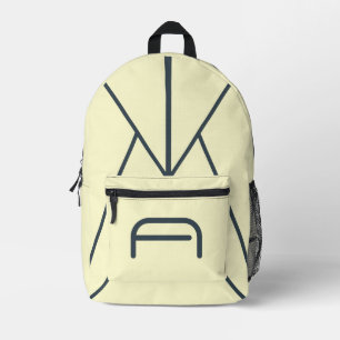 Modern Houtskool Monogram Vanille Crème Bedrukte Rugzak