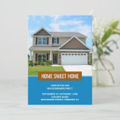 Modern Huis Foto Housewarming Party Kaart (Staand voorkant)