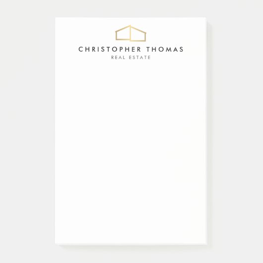 Modern huis Logo Gold Real Estate, makelaar Post-it® Notes (Voorkant)