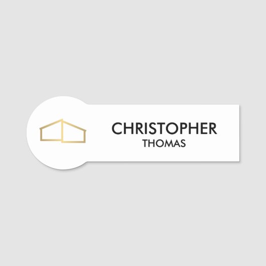 Modern huis Logo onroerend goed, makelaar wit / go Naamplaatje (Voorkant)