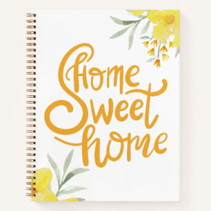 Modern Huis Sweet Home Chic Floral gepersonaliseer Notitieboek