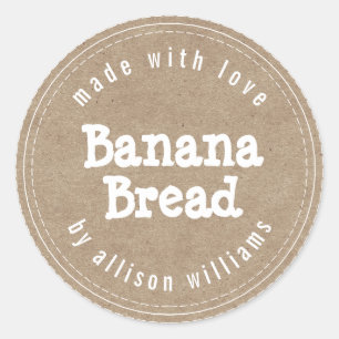 Modern Huisgemaakt Banaanbrood Kraft Papier Ronde Sticker