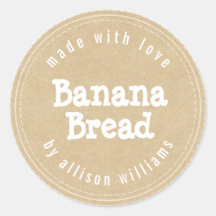 Modern Huisgemaakt Banaanbrood Kraft Papier Ronde Sticker