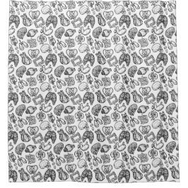 Modern Human Anatomy Science Sketch Halloween Douchegordijn