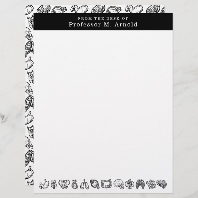 Modern Human Anatomy Science Sketch Persoonlijk Briefhoofd (Voorkant / Achterkant)