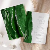 Modern Hunter Green Silver Agate Wedding Folie Uitnodiging