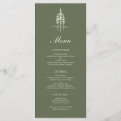 Modern Hunter Green Tree Forest Rustieke bruiloft  Menu (Achterkant)