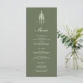 Modern Hunter Green Tree Forest Rustieke bruiloft  Menu (Staand voorkant)