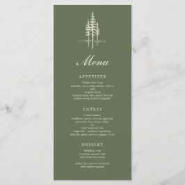 Modern Hunter Green Tree Forest Rustieke bruiloft  Menu