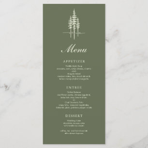 Modern Hunter Green Tree Forest Rustieke bruiloft  Menu
