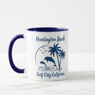 Modern Huntington Beach Californië Donkerblauw Mok
