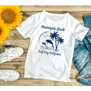 Modern Huntington Beach Californië Donkerblauw T-shirt