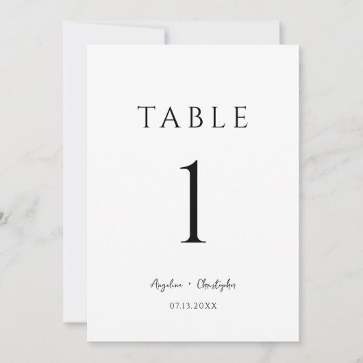 Modern Huwelijk Minimalistisch Script Tafelnummer (Voorkant)