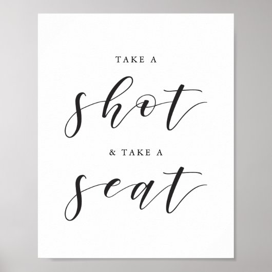 Modern huwelijksbord 'Schenk in en neem plaats' Poster (Voorkant)