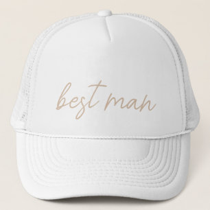 Modern huwelijksfeest   Beige Script Trucker Pet