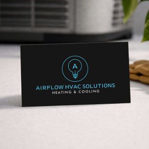 Modern HVAC Contractor Logo Zwart Visitekaartje