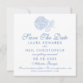 Modern Hydrangea Dusty Blue Floral Wedding Save The Date (Voorkant)