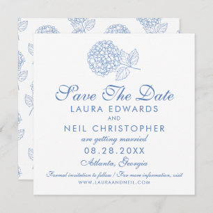 Modern Hydrangea Dusty Blue Floral Wedding Save The Date