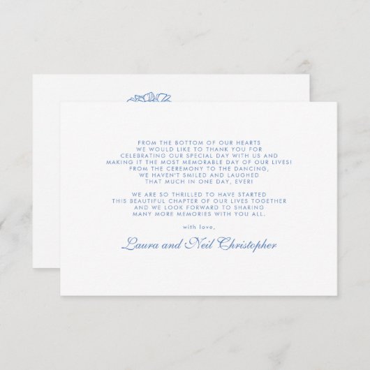 Modern Hydrangea Dusty Blue Wedding Bedankt (Voorkant / Achterkant)