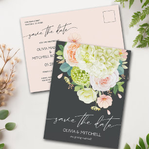 Modern Hydrangea Rozen Donker sparen de Datum Briefkaart