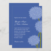 Modern Hydrangeas Wedding Invitation - Blue Kaart (Voorkant / Achterkant)