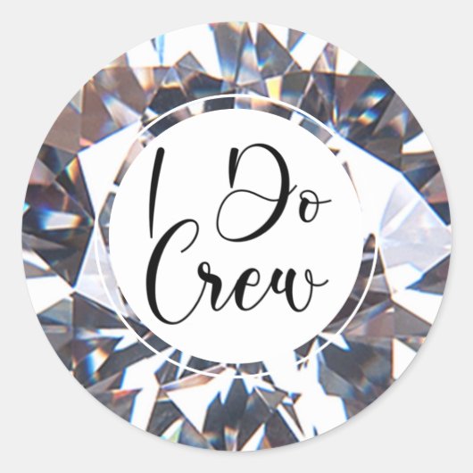 Modern I DO CREW Diamond Script Ronde Sticker (Voorkant)