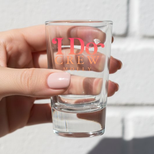 Modern I Do Crew Sunset Gradient Bridesmaid Shot Glas