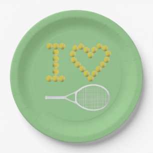 Modern I Love Tennis Green Papieren Bordje