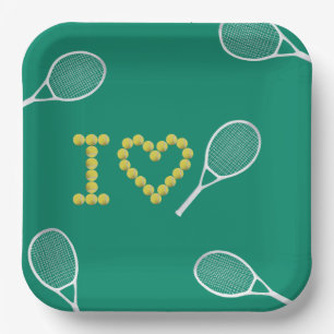 Modern I Love Tennis Green Papieren Bordje