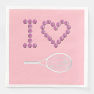Modern I Love Tennis Pink Paars Servet