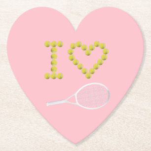 Modern I Love Tennis roze Kartonnen Onderzetters